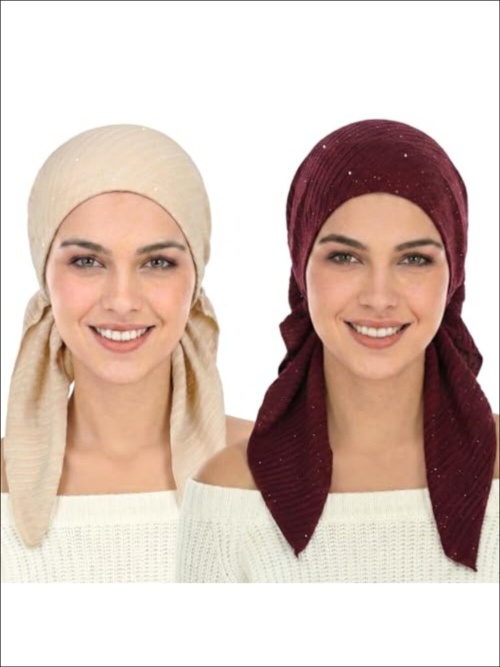 Pretied Glitter Turban Head Scarf Chemo Headwear Hair Wrap Women